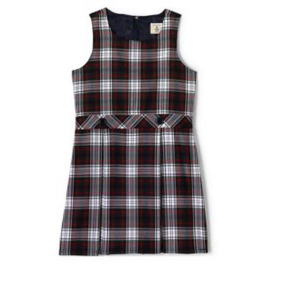 NWT LANDS' END JUMPER DRESS EVERGREEN/WHITE PLAID 12 - Picture 2 of 6